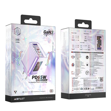 ACEFAST GaN 65W network charger 3 ports 1x USB 2x USB-C purple – image 4