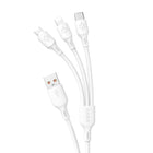 DUDAO 3in1 Cable USB-A to USB-C micro USB iPhone Lightning 480Mb/s 1.2m white