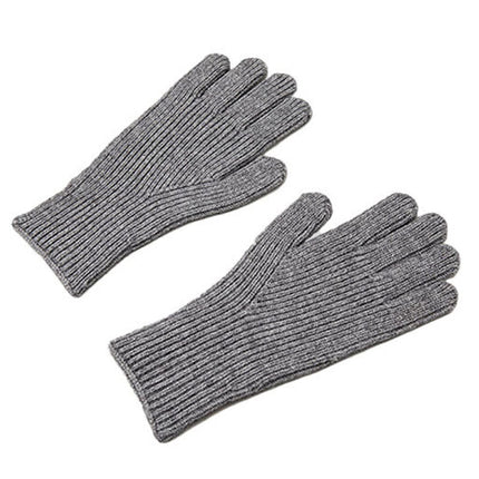 HURTEL Knitted phone gloves with cut-outs for fingers, unisex gray