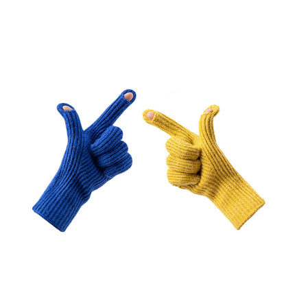 HURTEL Knitted phone gloves with cut-outs for fingers, unisex gray – image 2