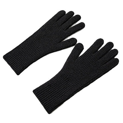 HURTEL Knitted phone gloves with cut-outs for fingers, unisex, black