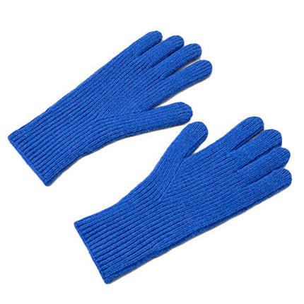 HURTEL Unisex blue knitted gloves for the phone with cut-outs for the fingers