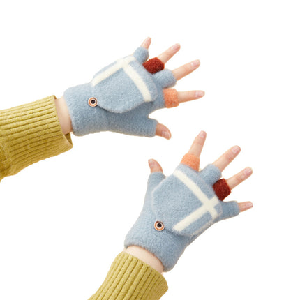 HURTEL Children's and women's blue winter mittens for the phone