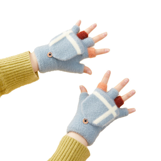 HURTEL Children's and women's blue winter mittens for the phone