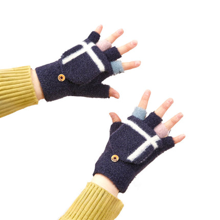HURTEL Children's and women's black winter mittens for the phone
