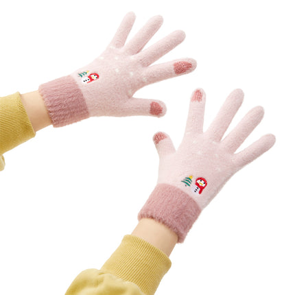 HURTEL Women's warm, touch-sensitive winter gloves for the phone, pink