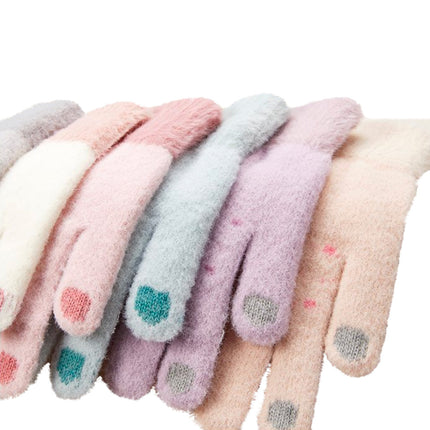 HURTEL Women's warm, touchscreen winter gloves for the phone, white and pink – image 2