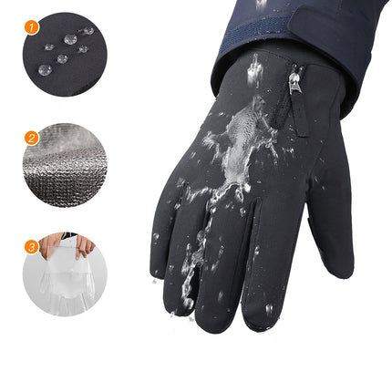 HURTEL Winter gloves for the phone, sports, outdoor, skiing, bike, jogging, sizes. L black – image 3