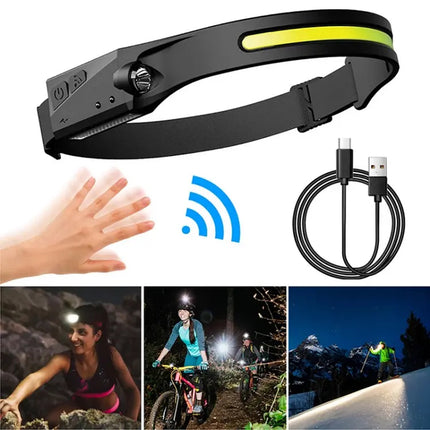 HURTEL LED headlamp with motion sensor IPX4 USB-C 1200 mAh black