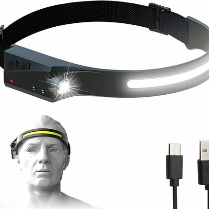 HURTEL LED headlamp with motion sensor IPX4 USB-C 1200 mAh black – image 3