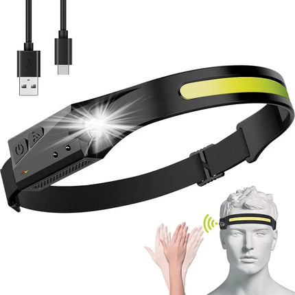 HURTEL LED headlamp with motion sensor IPX4 USB-C 1200 mAh black – image 5