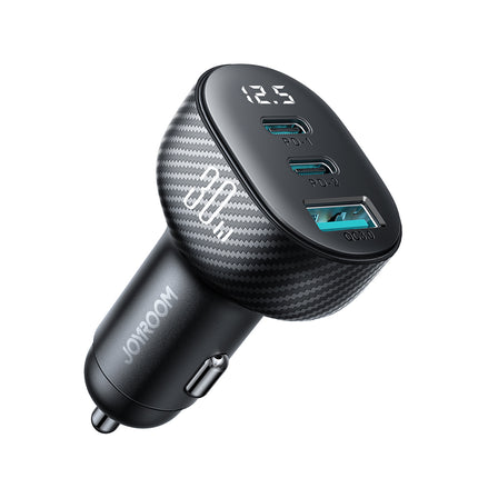 JOYROOM Car charger with display 2x USB-C USB-A 30W black