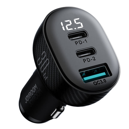 JOYROOM Car charger with display 2x USB-C USB-A 30W black – image 4