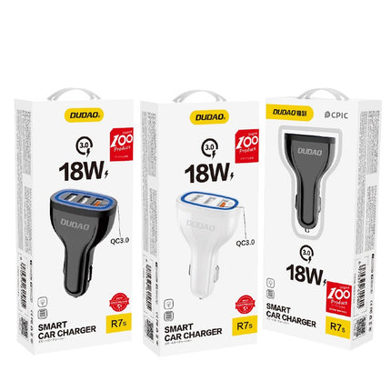 DUDAO Car charger 3x USB Quick Charge 3.0 QC3.0 2.4A 18W white – image 11