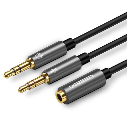 UGREEN AUX 3.5 mm mini jack splitter adapter for microphone and headphones, black