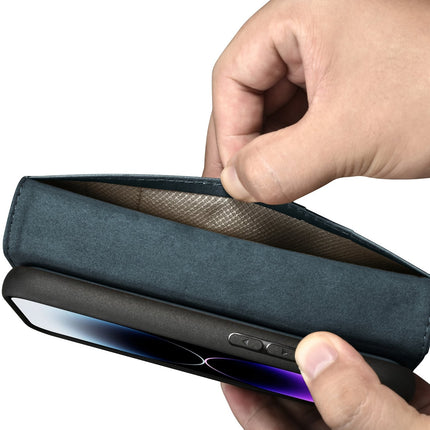 ICARER 2in1 Leather Flip Cover iPhone 14 Pro Anti-RFID Oil Wax Wallet Case Blue – image 10