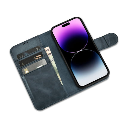 ICARER 2in1 Leather Flip Cover iPhone 14 Pro Anti-RFID Oil Wax Wallet Case Blue – image 9