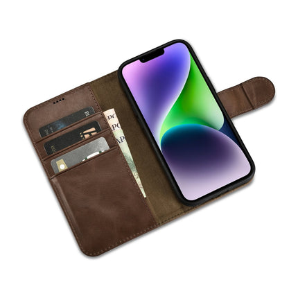 ICARER 2in1 Leather Flip Cover iPhone 14 Plus Anti-RFID Oil Wax Wallet Case Dark Brown – image 8