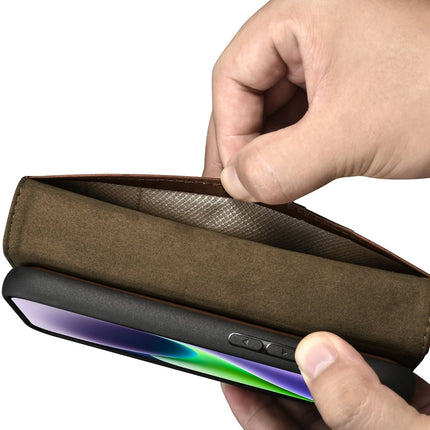ICARER 2in1 Leather Flip Cover iPhone 14 Plus Anti-RFID Oil Wax Wallet Case Dark Brown – image 9