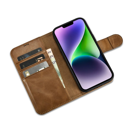 ICARER 2in1 Leather Flip Cover iPhone 14 Plus Anti-RFID Oil Wax Wallet Case light brown – image 8