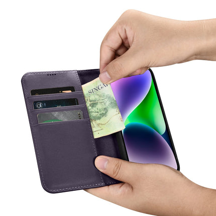 ICARER 2in1 Leather Flip Cover iPhone 14 Anti-RFID Wallet Case Dark Purple – image 11
