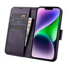 ICARER 2in1 Leather Flip Cover iPhone 14 Anti-RFID Wallet Case Dark Purple