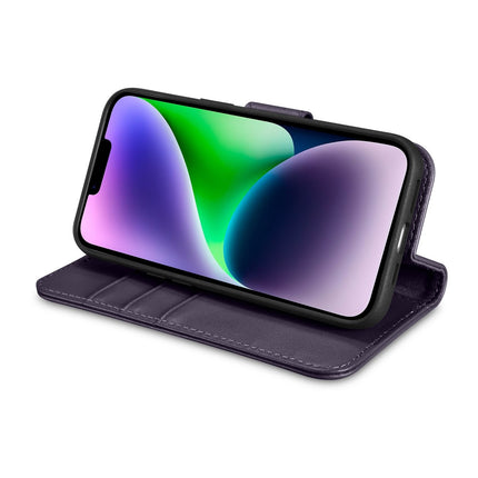 ICARER 2in1 Leather Flip Cover iPhone 14 Anti-RFID Wallet Case Dark Purple – image 9