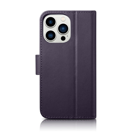 ICARER 2in1 Leather Flip Cover iPhone 14 Pro Anti-RFID Wallet Case Dark Purple – image 3