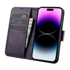 ICARER 2in1 Leather Flip Cover iPhone 14 Pro Anti-RFID Wallet Case Dark Purple