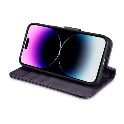 ICARER 2in1 Leather Flip Cover iPhone 14 Pro Anti-RFID Wallet Case Dark Purple – image 8