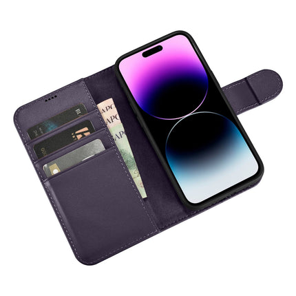 ICARER 2in1 Leather Flip Cover iPhone 14 Pro Anti-RFID Wallet Case Dark Purple – image 9