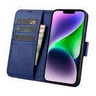 ICARER 2in1 Leather Flip Cover iPhone 14 Plus Anti-RFID Wallet Case Blue