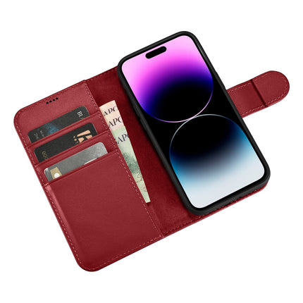 ICARER 2in1 Leather Flip Cover iPhone 14 Pro Max Anti-RFID Wallet Case Red – image 10