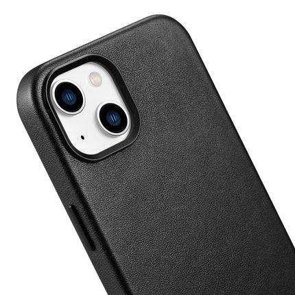 ICARER Natural leather case cover for iPhone 14 Plus MagSafe Case Leather, black – image 8