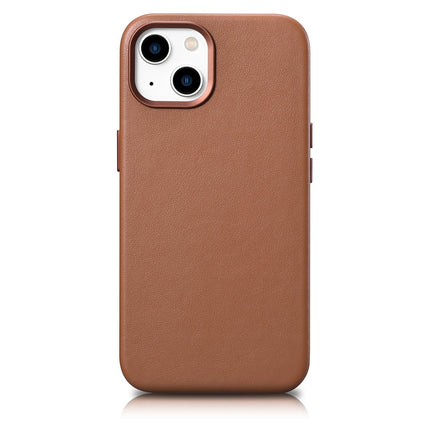 ICARER Natural leather case cover for iPhone 14 Plus MagSafe Case Leather brown