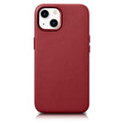 ICARER Natural leather case cover for iPhone 14 Plus MagSafe Case Leather, red