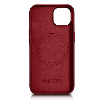 ICARER Natural leather case cover for iPhone 14 Plus MagSafe Case Leather, red – image 3