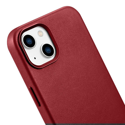 ICARER Natural leather case cover for iPhone 14 Plus MagSafe Case Leather, red – image 9