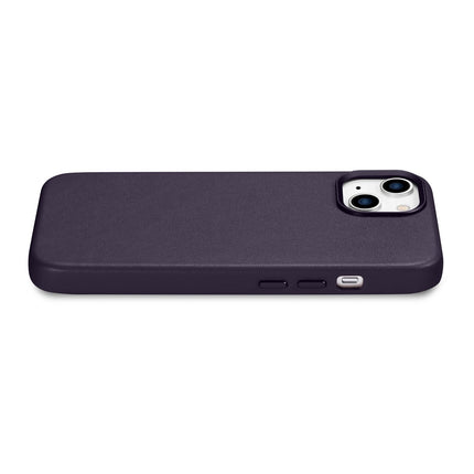 ICARER Natural leather case cover for iPhone 14 Plus MagSafe Case Leather dark purple – image 10