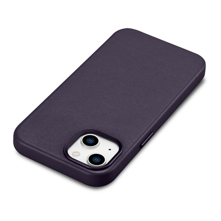 ICARER Natural leather case cover for iPhone 14 Plus MagSafe Case Leather dark purple – image 11