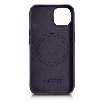ICARER Natural leather case cover for iPhone 14 Plus MagSafe Case Leather dark purple – image 3