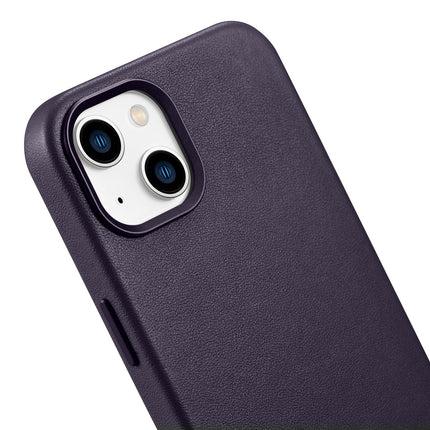 ICARER Natural leather case cover for iPhone 14 Plus MagSafe Case Leather dark purple – image 8