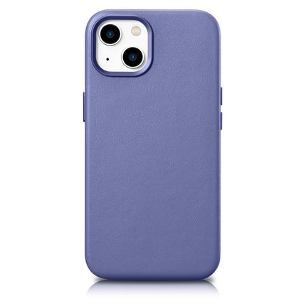 ICARER Natural leather case cover for iPhone 14 Plus MagSafe Case Leather light purple