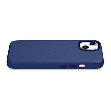 ICARER Natural leather case cover for iPhone 14 Plus MagSafe Case Leather blue – image 10