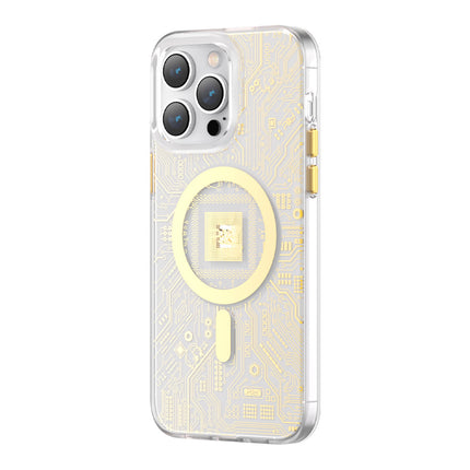 KINGXBAR Magnetic case for iPhone 14 Plus MagSafe PQY Geek Series gold