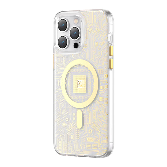 KINGXBAR Magnetic case for iPhone 14 Plus MagSafe PQY Geek Series gold