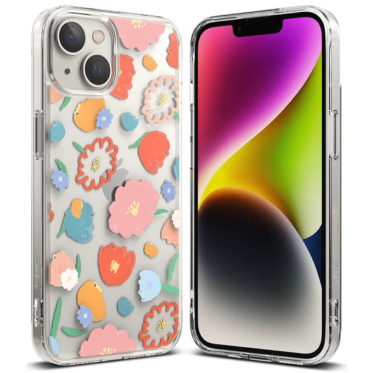 Ringke Armored Case Cover with Gel Frame iPhone 14 Plus Fusion Design Floral Transparent