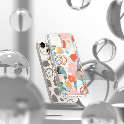 Ringke Armored Case Cover with Gel Frame iPhone 14 Plus Fusion Design Floral Transparent – image 3