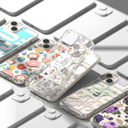 Ringke Armored Case Cover with Gel Frame iPhone 14 Plus Fusion Design Floral Transparent – image 4