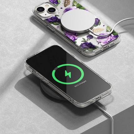 Ringke Armored case cover with gel frame iPhone 14 Plus Fusion Design Purple Rose transparent – image 7